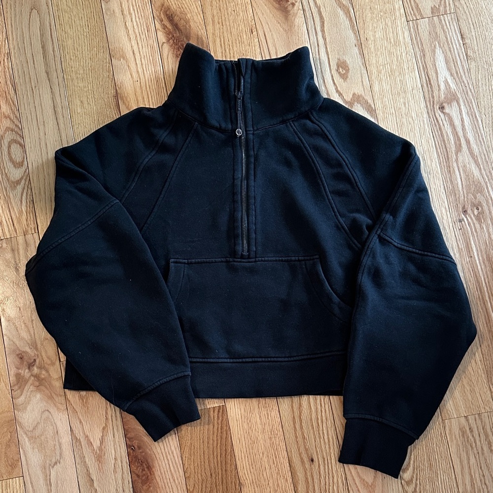 lululemon Black Crop Scuba Half-Zip Pullover Sweatshirt M/L